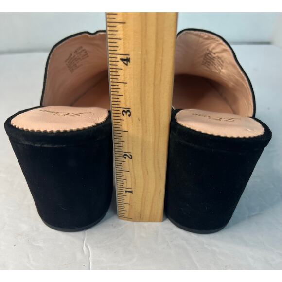 J. Crew Black Suede Block Heel Slip On Leather Insoles Mule Clog Shoes Sz 8 - Picture 8 of 11